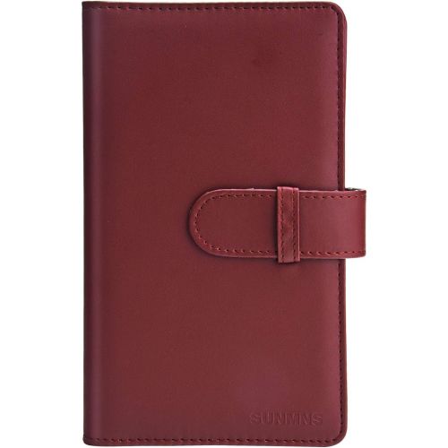  Sunmns Wallet PU Leather Photo Album Compatible with Fujifilm Instax Mini Instant Film (Retro Red)