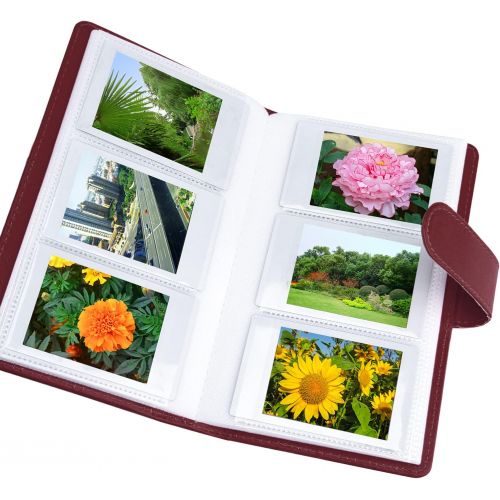  Sunmns Wallet PU Leather Photo Album Compatible with Fujifilm Instax Mini Instant Film (Retro Red)
