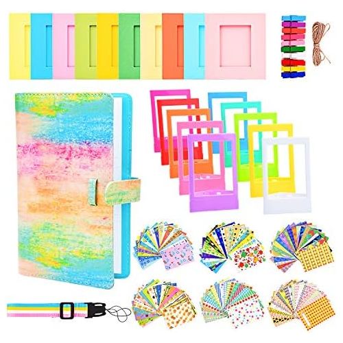  Sunmns Accessories Bundle Kit Set Compatible with Fujifilm Instax Mini 11 9 8 90 70 Films, Accessory Include Album, Film Stickers, Desk Frames, Hanging Frame, Strap (Rainbow)