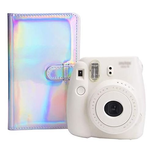  Sunmns Wallet PU Leather Photo Album Compatible with Fujifilm Instax Mini 11 9 8 90 8+ 26 7s Instant Camera Film, Polaroid Snap Zip Z2300 PIC-300 Film (Bright Silvery)