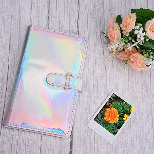  Sunmns Wallet PU Leather Photo Album Compatible with Fujifilm Instax Mini 11 9 8 90 8+ 26 7s Instant Camera Film, Polaroid Snap Zip Z2300 PIC-300 Film (Bright Silvery)