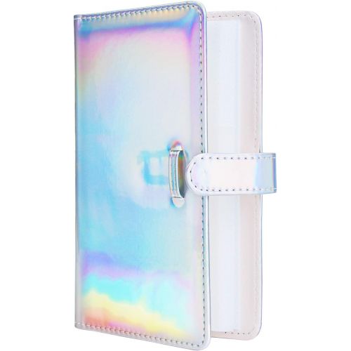  Sunmns Wallet PU Leather Photo Album Compatible with Fujifilm Instax Mini 11 9 8 90 8+ 26 7s Instant Camera Film, Polaroid Snap Zip Z2300 PIC-300 Film (Bright Silvery)