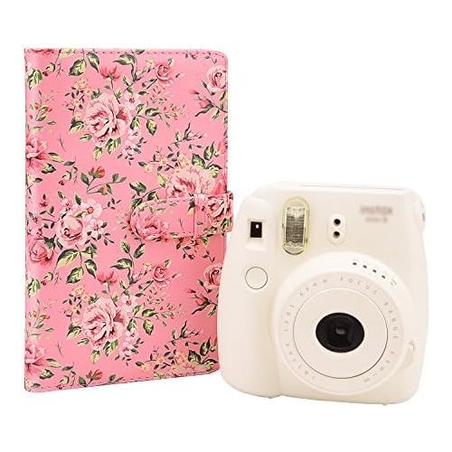  Sunmns Wallet PU Leather Photo Album Compatible with Fujifilm Instax Mini 11 9 8 90 8+ 26 7s Instant Camera Film, Polaroid Snap Zip Z2300 PIC-300 Film (Pink Floral)