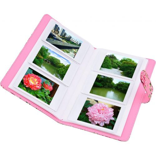  Sunmns Wallet PU Leather Photo Album Compatible with Fujifilm Instax Mini 11 9 8 90 8+ 26 7s Instant Camera Film, Polaroid Snap Zip Z2300 PIC-300 Film (Pink Floral)