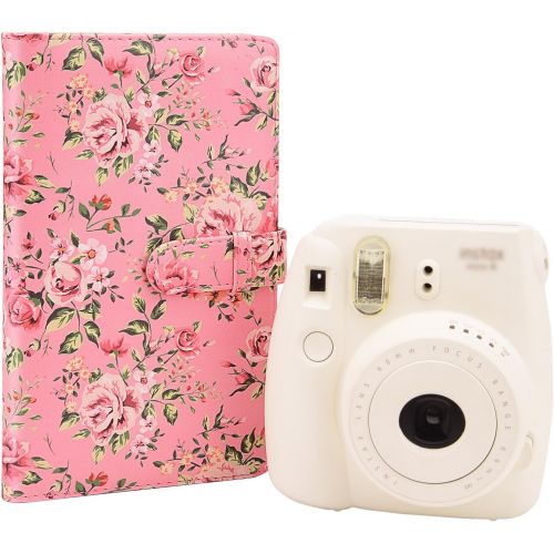  Sunmns Wallet PU Leather Photo Album Compatible with Fujifilm Instax Mini 11 9 8 90 8+ 26 7s Instant Camera Film, Polaroid Snap Zip Z2300 PIC-300 Film (Pink Floral)