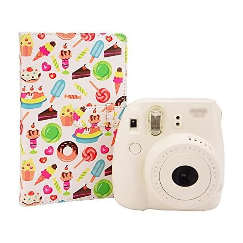  Sunmns Wallet PU Leather Photo Album Compatible with Fujifilm Instax Mini 11 9 8 90 8+ 26 7s Instant Camera Film, Polaroid Snap Zip Z2300 PIC-300 Film (Desserts)