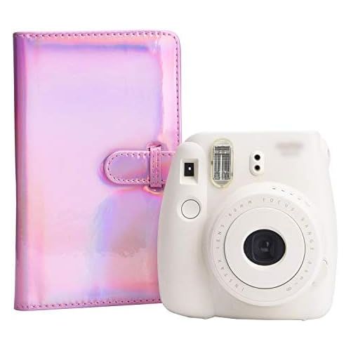  Sunmns Wallet PU Leather Photo Album Compatible with Fujifilm Instax Mini 11 9 8 90 8+ 26 7s Instant Camera Film, Polaroid Snap Zip Z2300 PIC-300 Film (Bright Pink)