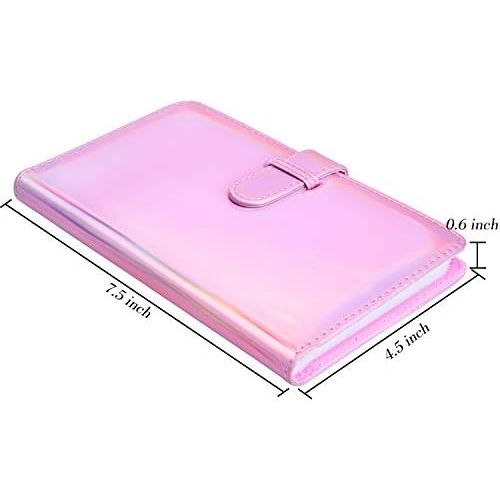  Sunmns Wallet PU Leather Photo Album Compatible with Fujifilm Instax Mini 11 9 8 90 8+ 26 7s Instant Camera Film, Polaroid Snap Zip Z2300 PIC-300 Film (Bright Pink)