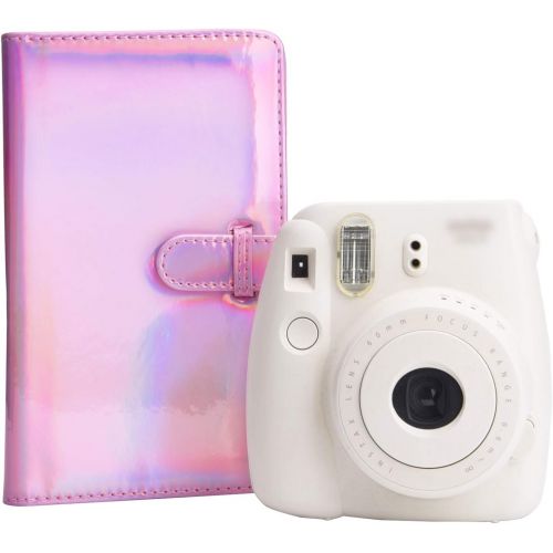  Sunmns Wallet PU Leather Photo Album Compatible with Fujifilm Instax Mini 11 9 8 90 8+ 26 7s Instant Camera Film, Polaroid Snap Zip Z2300 PIC-300 Film (Bright Pink)