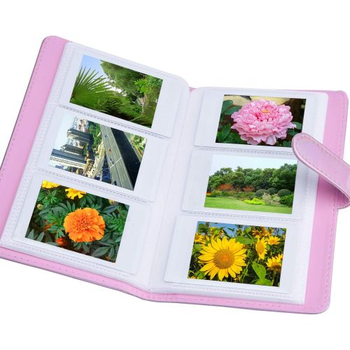 Sunmns Wallet PU Leather Photo Album Compatible with Fujifilm Instax Mini 11 9 8 90 8+ 26 7s Instant Camera Film, Polaroid Snap Zip Z2300 PIC-300 Film (Bright Pink)