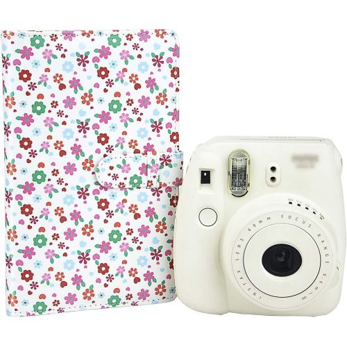  Sunmns Floral Wallet PU Leather Photo Album Compatible with Fujifilm Instax Mini 11 9 8 90 8+ 26 Instant Camera Film, Polaroid Snap Zip Z2300 PIC-300 Film (White Floral)