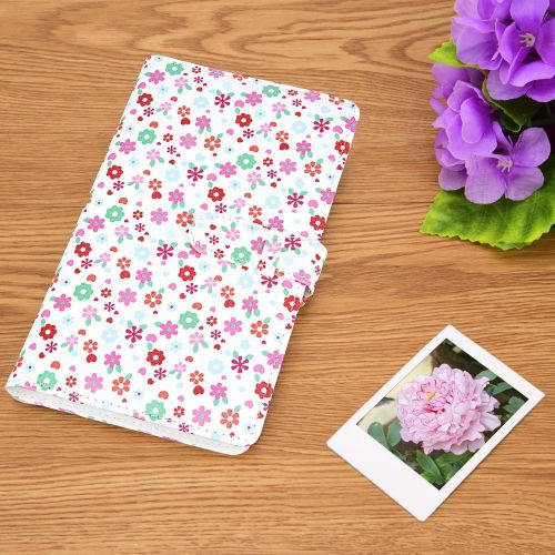  Sunmns Floral Wallet PU Leather Photo Album Compatible with Fujifilm Instax Mini 11 9 8 90 8+ 26 Instant Camera Film, Polaroid Snap Zip Z2300 PIC-300 Film (White Floral)