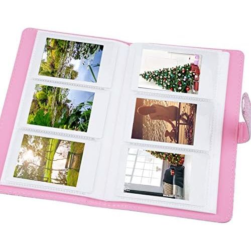  Sunmns Wallet PU Leather Photo Album for Fujifilm Instax Mini 11 9 8 90 8+ 26 7s Instant Camera Film, Polaroid Snap Zip Z2300 PIC-300 Film (Shining Pink)