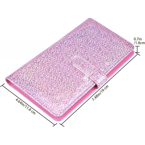  Sunmns Wallet PU Leather Photo Album for Fujifilm Instax Mini 11 9 8 90 8+ 26 7s Instant Camera Film, Polaroid Snap Zip Z2300 PIC-300 Film (Shining Pink)