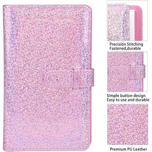  Sunmns Wallet PU Leather Photo Album for Fujifilm Instax Mini 11 9 8 90 8+ 26 7s Instant Camera Film, Polaroid Snap Zip Z2300 PIC-300 Film (Shining Pink)