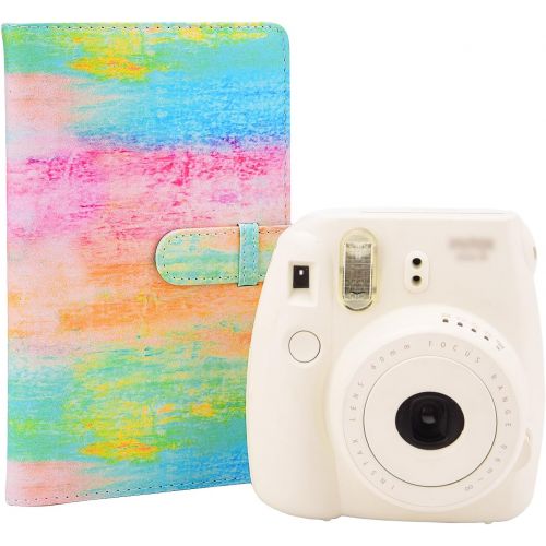  Sunmns Colorful Wallet PU Leather Photo Album Compatible with Fujifilm Instax Mini 11 9 8 90 8+ 26 7s Instant Camera Film, Polaroid Snap Zip Z2300 PIC-300 Film (Rainbow)