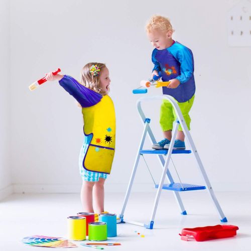  [아마존베스트]Sunmns Kids Art Smocks, Children Boy Waterproof Artist Painting Aprons Long Sleeve with 3 Pockets for Age 3-5 Years, 2 Pieces (Yellow, Blue)