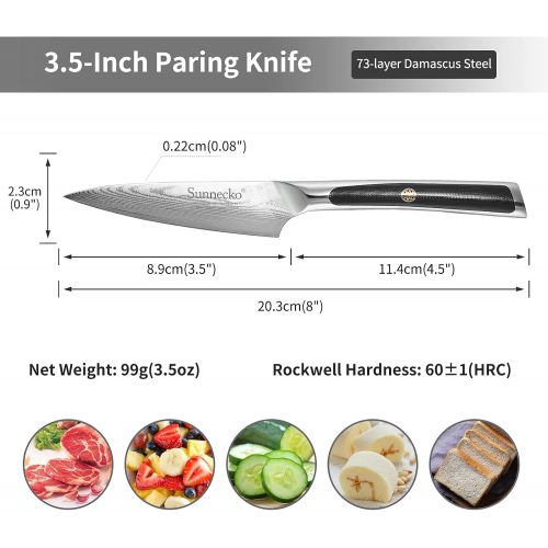  Sunnecko Steakmesser 5inch- Elite Serie Steakbesteck Japanisches Damaskus Kuechenmesser mit Scharfer Wellenschliff