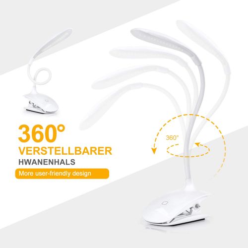  [아마존 핫딜]  [아마존핫딜]Leselampe fuer Buch, Sunnest Buchlampe Clip-Licht, LED-Schreibtischlampe, Touch-Steuerung, dimmbar, Nachttisch- und Tischlampe, zum Anklippen,3 Helligkeit, Augenpflege, Touch-Licht