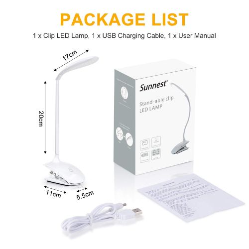  [아마존 핫딜]  [아마존핫딜]Leselampe fuer Buch, Sunnest Buchlampe Clip-Licht, LED-Schreibtischlampe, Touch-Steuerung, dimmbar, Nachttisch- und Tischlampe, zum Anklippen,3 Helligkeit, Augenpflege, Touch-Licht