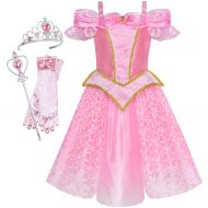 Sunny+Fashion Sunny Fashion Princess Aurora Costume Briar Rose Accessories Crown Magic Wand