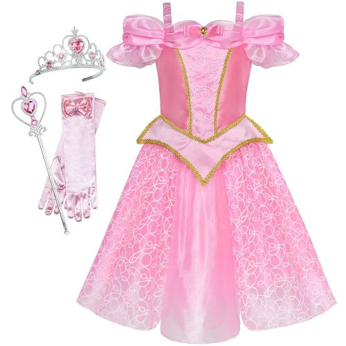  Sunny+Fashion Sunny Fashion Princess Aurora Costume Briar Rose Accessories Crown Magic Wand