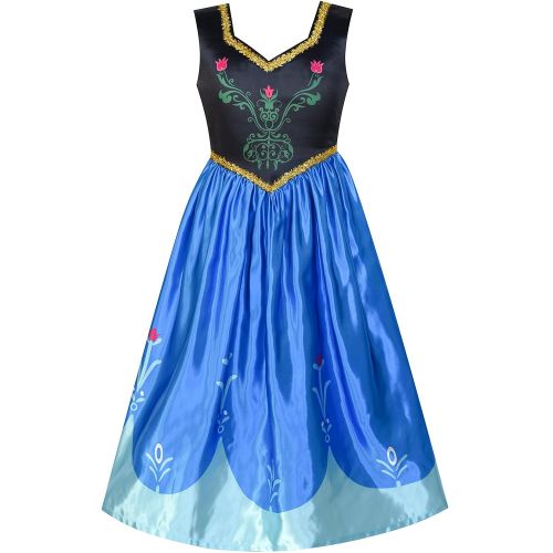  Sunny+Fashion Sunny Fashion Princess Dress Anna Costume Accessories Crown Magic Wand Size 5-12