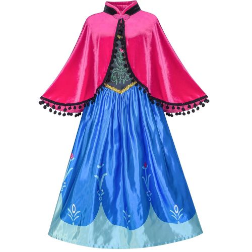  Sunny+Fashion Sunny Fashion Princess Dress Anna Costume Accessories Crown Magic Wand Size 5-12