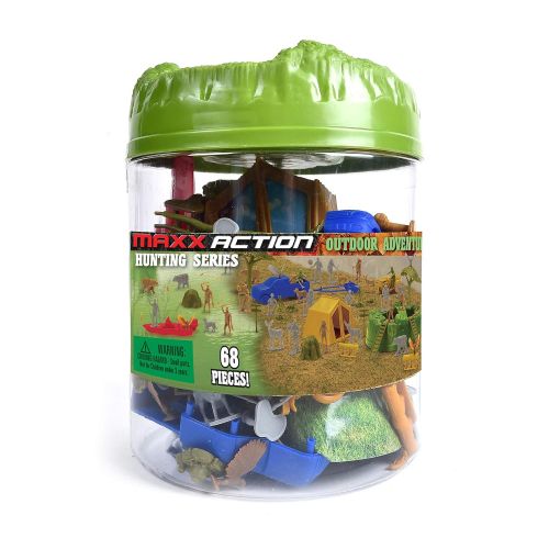  Sunny Days Entertainment Maxx Action Outdoor Adventure Toy Camping and Hunting Figures with Tents, Camping Gear, Vehicles, Fishing Boat, Park Bench, Hiking Trails and Storage Conta