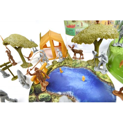  Sunny Days Entertainment Maxx Action Outdoor Adventure Toy Camping and Hunting Figures with Tents, Camping Gear, Vehicles, Fishing Boat, Park Bench, Hiking Trails and Storage Conta
