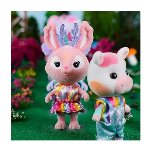  Sunny Days Entertainment Honey Bee Acres Rainbow Ridge Pals - 9 Miniature Flocked Dolls | Small Fantasy Collectible Figures | Pretend Play Toys for Kids