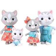 Sunny Days Entertainment Honey Bee Acres Purringtons Cat Family - 4 Miniature Flocked Dolls | Small Collectible Kitten Figures | Pretend Play Toys for Kids