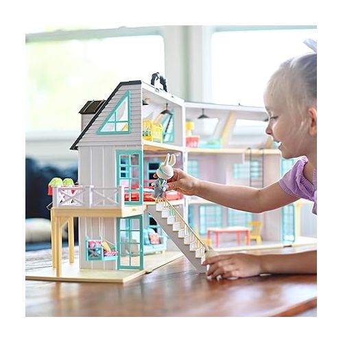  Sunny Days Entertainment Honey Bee Acres Buzzby Farmhouse - 49 Furniture Accessories with 2 Exclusive Figures | 15 Inch Dollhouse Playset | Pretend Play Toys for Kids