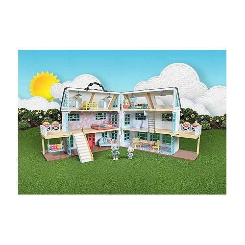  Sunny Days Entertainment Honey Bee Acres Buzzby Farmhouse - 49 Furniture Accessories with 2 Exclusive Figures | 15 Inch Dollhouse Playset | Pretend Play Toys for Kids