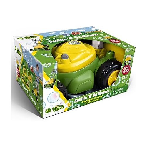  John Deere Bubble-N-Go Mower - Toy Lawn Mower with Bubble Solution | Green Automatic Bubble Machine | No Batteries Required - Sunny Days Entertainment,Green/Yellow