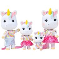 Sunny Days Entertainment Honey Bee Acres Rainbow Ridge Daydreamers Unicorn Family - 4 Miniature Flocked Dolls | Small Fantasy Collectible Figures | Pretend Play Toys for Kids