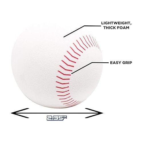  Sunny Days Entertainment Oversized Foam Baseballs for Kids - for Hitting or Replacement Balls | Soft Tball for Toddlers - 5 Pack, White