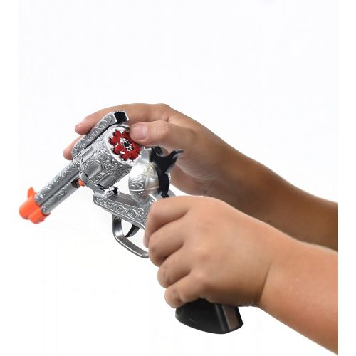  Sunny Days Entertainment Wild West Outlaw Play Set  5 Piece Western Toy for Kids | Cowboy Sheriff Cap Pistol with Holster and Adjustable Belt | Ring Caps Sold Separately, Silver (