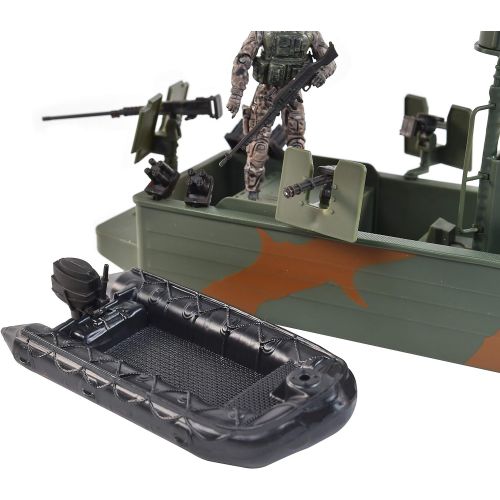  Elite Force Naval Special Warfare Gunboat  Vehicle Playset with 2 Action Figures and Realistic Accessories | Military Boat Toy Set for Kids
