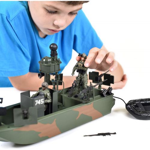  Elite Force Naval Special Warfare Gunboat  Vehicle Playset with 2 Action Figures and Realistic Accessories | Military Boat Toy Set for Kids