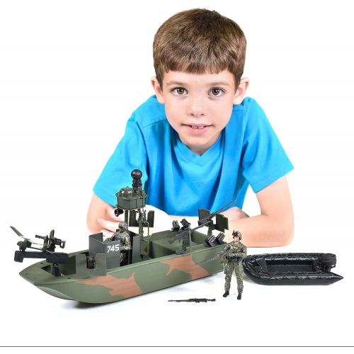  Elite Force Naval Special Warfare Gunboat  Vehicle Playset with 2 Action Figures and Realistic Accessories | Military Boat Toy Set for Kids