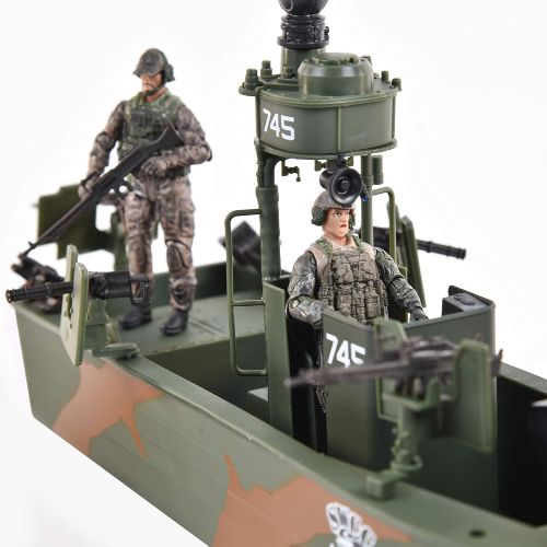  Elite Force Naval Special Warfare Gunboat  Vehicle Playset with 2 Action Figures and Realistic Accessories | Military Boat Toy Set for Kids