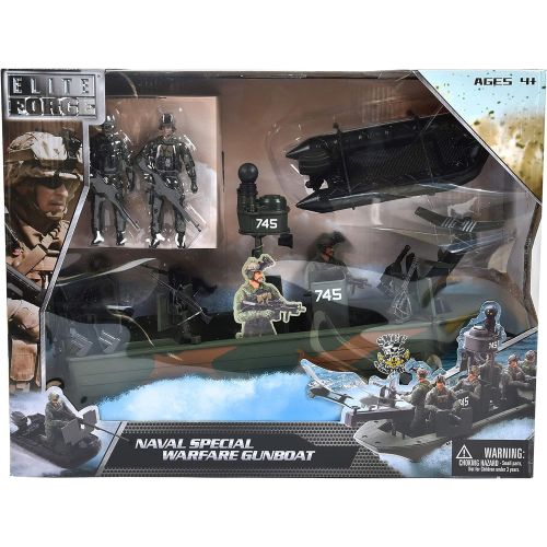  Elite Force Naval Special Warfare Gunboat  Vehicle Playset with 2 Action Figures and Realistic Accessories | Military Boat Toy Set for Kids