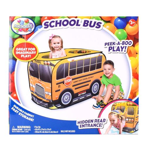  Sunny Days Entertainment Pop Up School Bus  Indoor Playhouse for Kids | Yellow Vehicle Toy Gift for Boys and Girls