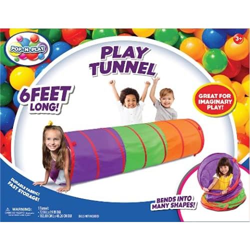  [아마존베스트]6 Foot Play Tunnel  Indoor Crawl Tube for Kids | Adventure Pop Up Toy Tent  Sunny Days Entertainment