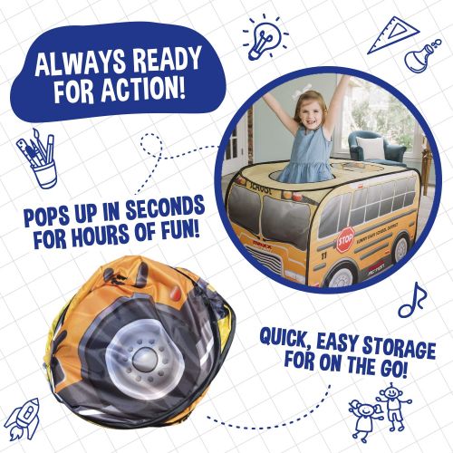  [아마존베스트]Sunny Days Entertainment Pop Up School Bus  Indoor Playhouse for Kids | Yellow Vehicle Toy Gift for Boys and Girls