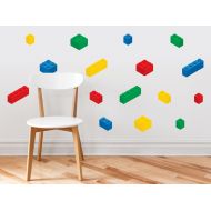 Sunny Decals and ships from Amazon Fulfillment. Building Block Bricks Fabric Wall Decals, Set of 16 Blocks in 4 Colors - Removable, Reusable, Respositionable
