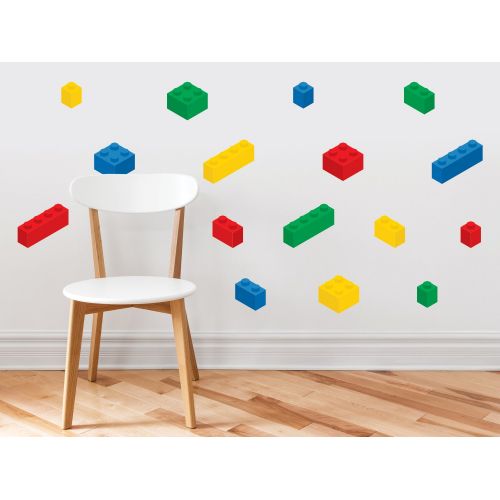  Sunny Decals and ships from Amazon Fulfillment. Building Block Bricks Fabric Wall Decals, Set of 16 Blocks in 4 Colors - Removable, Reusable, Respositionable