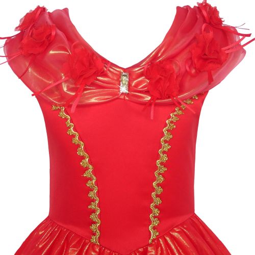  Sunny Fashion Girls Dress Red Princess Costume Maxi Fancy Wedding Pageant