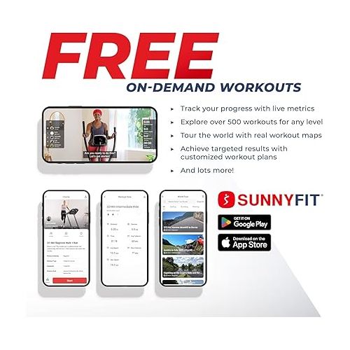  Sunny Health & Fitness Compact Performance Recumbent Bike with Dual Motion Arm Exercisers, Quick Adjust Seat & Optional Exclusive SunnyFit App Enhanced Bluetooth Connectivity